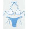 imageMakeMeChic Womens Halter Triangle Thong Bikini Sets High Cut Swimsuit Bathing Suit SwimwearBlue Color