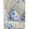 imageMakeMeChic Womens Halter Triangle Thong Bikini Sets High Cut Swimsuit Bathing Suit SwimwearBlue White