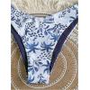 imageMakeMeChic Womens Halter Triangle Thong Bikini Sets High Cut Swimsuit Bathing Suit SwimwearBlue White