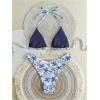 imageMakeMeChic Womens Halter Triangle Thong Bikini Sets High Cut Swimsuit Bathing Suit SwimwearBlue White