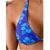 imageMakeMeChic Womens Halter Triangle Thong Bikini Sets High Cut Swimsuit Bathing Suit SwimwearFloral Dark Blue