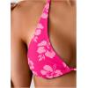 imageMakeMeChic Womens Halter Triangle Thong Bikini Sets High Cut Swimsuit Bathing Suit SwimwearFloral Hot Pink