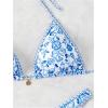 imageMakeMeChic Womens Halter Triangle Thong Bikini Sets High Cut Swimsuit Bathing Suit SwimwearFloral Print Multi