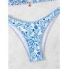 imageMakeMeChic Womens Halter Triangle Thong Bikini Sets High Cut Swimsuit Bathing Suit SwimwearFloral Print Multi