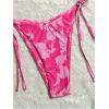 imageMakeMeChic Womens Halter Triangle Thong Bikini Sets High Cut Swimsuit Bathing Suit SwimwearFlower Pink