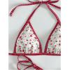 imageMakeMeChic Womens Halter Triangle Thong Bikini Sets High Cut Swimsuit Bathing Suit SwimwearFlower White Red