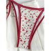 imageMakeMeChic Womens Halter Triangle Thong Bikini Sets High Cut Swimsuit Bathing Suit SwimwearFlower White Red