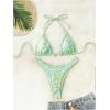 imageMakeMeChic Womens Halter Triangle Thong Bikini Sets High Cut Swimsuit Bathing Suit SwimwearGreen Multi