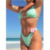 imageMakeMeChic Womens Halter Triangle Thong Bikini Sets High Cut Swimsuit Bathing Suit SwimwearGreen Multi