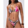 imageMakeMeChic Womens Halter Triangle Thong Bikini Sets High Cut Swimsuit Bathing Suit SwimwearLeopard
