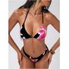 imageMakeMeChic Womens Halter Triangle Thong Bikini Sets High Cut Swimsuit Bathing Suit SwimwearLeopard Flower