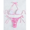 imageMakeMeChic Womens Halter Triangle Thong Bikini Sets High Cut Swimsuit Bathing Suit SwimwearPink C