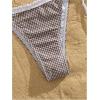 imageMakeMeChic Womens Halter Triangle Thong Bikini Sets High Cut Swimsuit Bathing Suit SwimwearPlaid Brown