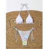 imageMakeMeChic Womens Halter Triangle Thong Bikini Sets High Cut Swimsuit Bathing Suit SwimwearPrinted Floral Multi