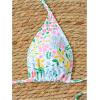 imageMakeMeChic Womens Halter Triangle Thong Bikini Sets High Cut Swimsuit Bathing Suit SwimwearPrinted Floral Multi
