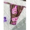 imageMakeMeChic Womens Halter Triangle Thong Bikini Sets High Cut Swimsuit Bathing Suit SwimwearPurple Leopard