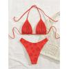 imageMakeMeChic Womens Halter Triangle Thong Bikini Sets High Cut Swimsuit Bathing Suit SwimwearRed a