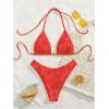 imageMakeMeChic Womens Halter Triangle Thong Bikini Sets High Cut Swimsuit Bathing Suit SwimwearRed a