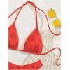 imageMakeMeChic Womens Halter Triangle Thong Bikini Sets High Cut Swimsuit Bathing Suit SwimwearRed a