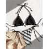 imageMakeMeChic Womens Halter Triangle Thong Bikini Sets High Cut Swimsuit Bathing Suit SwimwearStriped