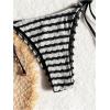 imageMakeMeChic Womens Halter Triangle Thong Bikini Sets High Cut Swimsuit Bathing Suit SwimwearStriped