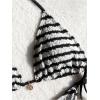 imageMakeMeChic Womens Halter Triangle Thong Bikini Sets High Cut Swimsuit Bathing Suit SwimwearStriped