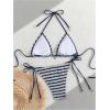 imageMakeMeChic Womens Halter Triangle Thong Bikini Sets High Cut Swimsuit Bathing Suit SwimwearStriped Blue a