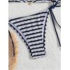 imageMakeMeChic Womens Halter Triangle Thong Bikini Sets High Cut Swimsuit Bathing Suit SwimwearStriped Blue a