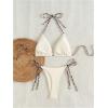 imageMakeMeChic Womens Halter Triangle Thong Bikini Sets High Cut Swimsuit Bathing Suit SwimwearWhite Leopard