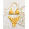 imageMakeMeChic Womens Halter Triangle Thong Bikini Sets High Cut Swimsuit Bathing Suit SwimwearYellow