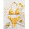 imageMakeMeChic Womens Halter Triangle Thong Bikini Sets High Cut Swimsuit Bathing Suit SwimwearYellow