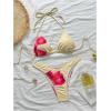 imageMakeMeChic Womens Halter Triangle Thong Bikini Sets High Cut Swimsuit Bathing Suit SwimwearYellow Floral