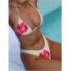 imageMakeMeChic Womens Halter Triangle Thong Bikini Sets High Cut Swimsuit Bathing Suit SwimwearYellow Floral