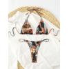 imageMakeMeChic Womens Halter Triangle Thong Bikini Sets High Cut Swimsuit Bathing Suit SwimwearZebra Pattern Print