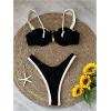 imageMakeMeChic Womens High Waisted Bikini Sets Color Block 2 Piece Swimsuit Bathing SuitBlack