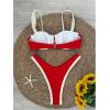 imageMakeMeChic Womens High Waisted Bikini Sets Color Block 2 Piece Swimsuit Bathing SuitRed