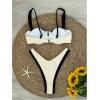 imageMakeMeChic Womens High Waisted Bikini Sets Color Block 2 Piece Swimsuit Bathing SuitWhite