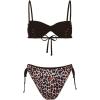 imageMakeMeChic Womens Leopard Print Bikini Set Spaghetti Strap Backless Tie Side Swimsuits BeachwearBlack