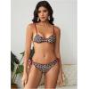 imageMakeMeChic Womens Leopard Print Bikini Set Spaghetti Strap Backless Tie Side Swimsuits BeachwearMulticolor