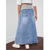 imageMakeMeChic Womens Maternity Denim Skirt High Waisted Raw A Line Pregnancy Maxi Jean SkirtsMulticolor
