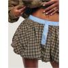 imageMakeMeChic Womens Plaid Bubble Skirts Elastic Waist Pleated A Line Y2K Mini Skirt SkortsKhaki