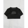 imageMakeMeChic Womens Rhinestone Heart Ring Mesh Top Cut Out Short Sleeve Summer Biniki TopsBlack