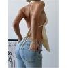 imageMakeMeChic Womens Satin Halter Tops Metal Ring Tie Open Back Asymmetrical Ruffle Tank TopsChampagne