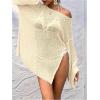 imageMakeMeChic Womens Sheer Bell Sleeve Cover Ups Split Knit Summer Swimsuits CoverupApricot