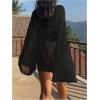 imageMakeMeChic Womens Sheer Bell Sleeve Cover Ups Split Knit Summer Swimsuits CoverupBlack
