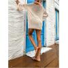 imageMakeMeChic Womens Sheer Bell Sleeve Cover Ups Split Knit Summer Swimsuits CoverupKhaki