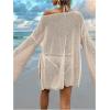 imageMakeMeChic Womens Sheer Bell Sleeve Cover Ups Split Knit Summer Swimsuits CoverupKhaki