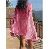 imageMakeMeChic Womens Sheer Bell Sleeve Cover Ups Split Knit Summer Swimsuits CoverupPink