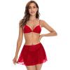 imageMakeMeChic Womens Sheer Mesh Swim Cover Up Swimsuit Beach Cover Up SkirtRed