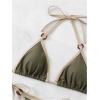 imageMakeMeChic Womens Solid Halter Triangle High Cut Bikini Set Swimsuit Bathing SuitArmy Green Solid